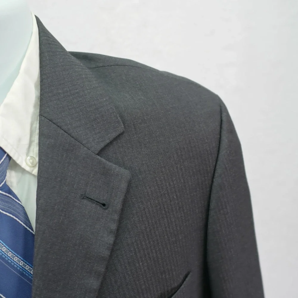 Boss Hugo Boss Super 100s Wool Gray Striped‎ 3 Button Blazer / Suit Jacket 40R